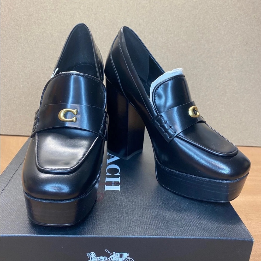 Coach Llyse Leather Platform Loafer Heel